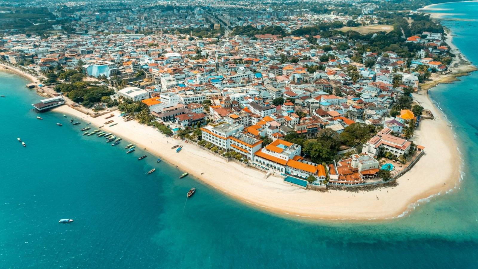 Beach and turquoise waters of Zanzibar Island