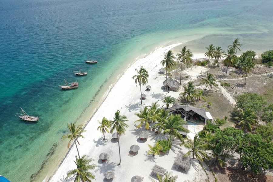 Beachfront lodge accommodation on Mafia Island