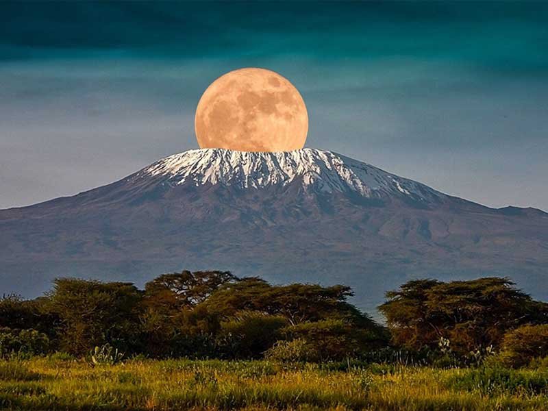 Snow-capped summit of Mount Kilimanjaro