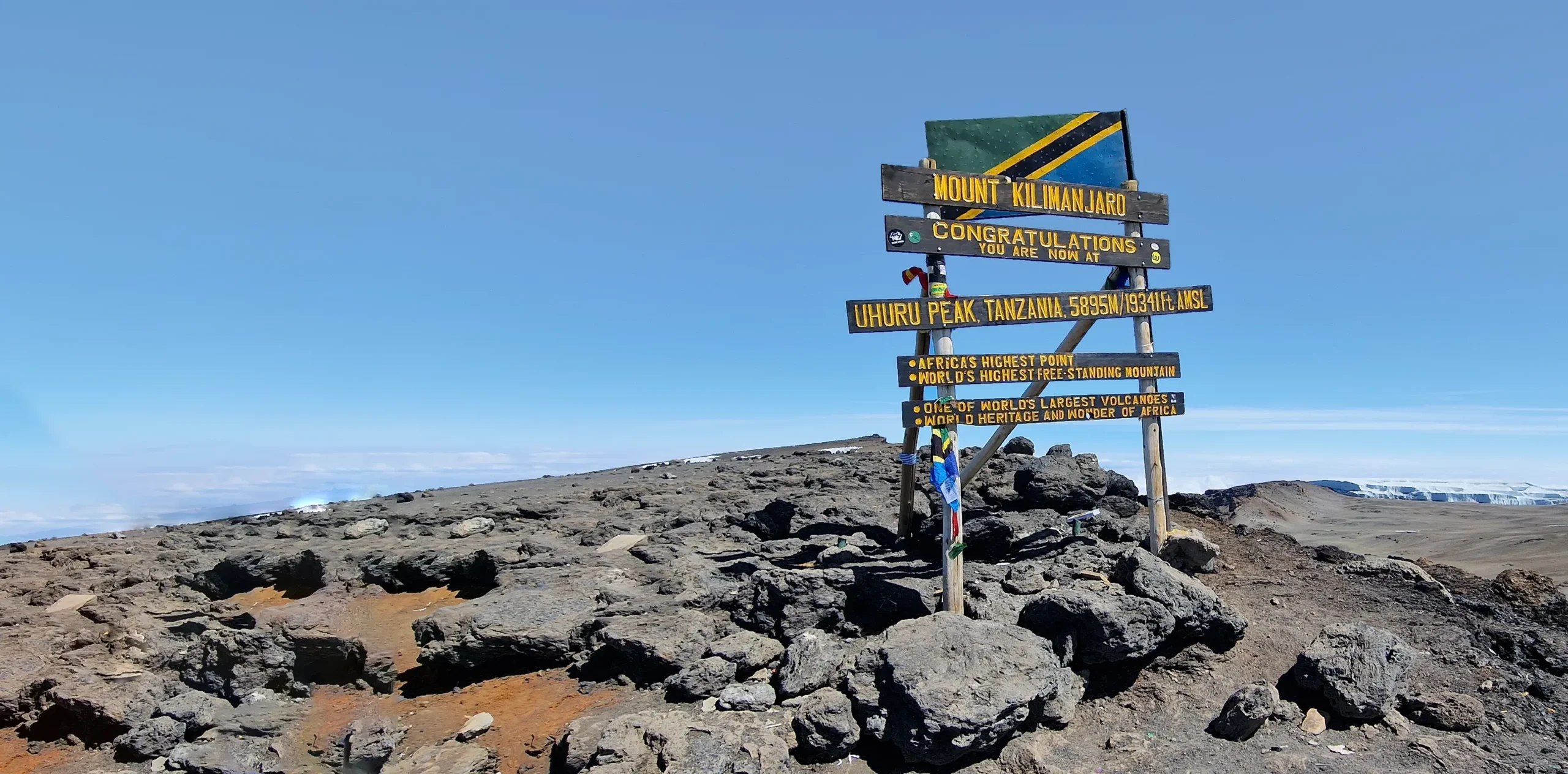 Trekkers at Uhuru Peak on Kilimanjaro